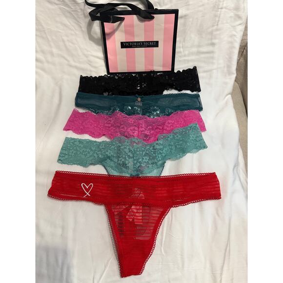 NWT/NWOT Victoria’s Secret Lace Thong Panty Lot – Size M – Mixed Colors - Picture 1 of 2
